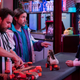 Charlie Day, Rob McElhenney, and Kaitlin Olson in “The Gang Buys A Roller Rink”